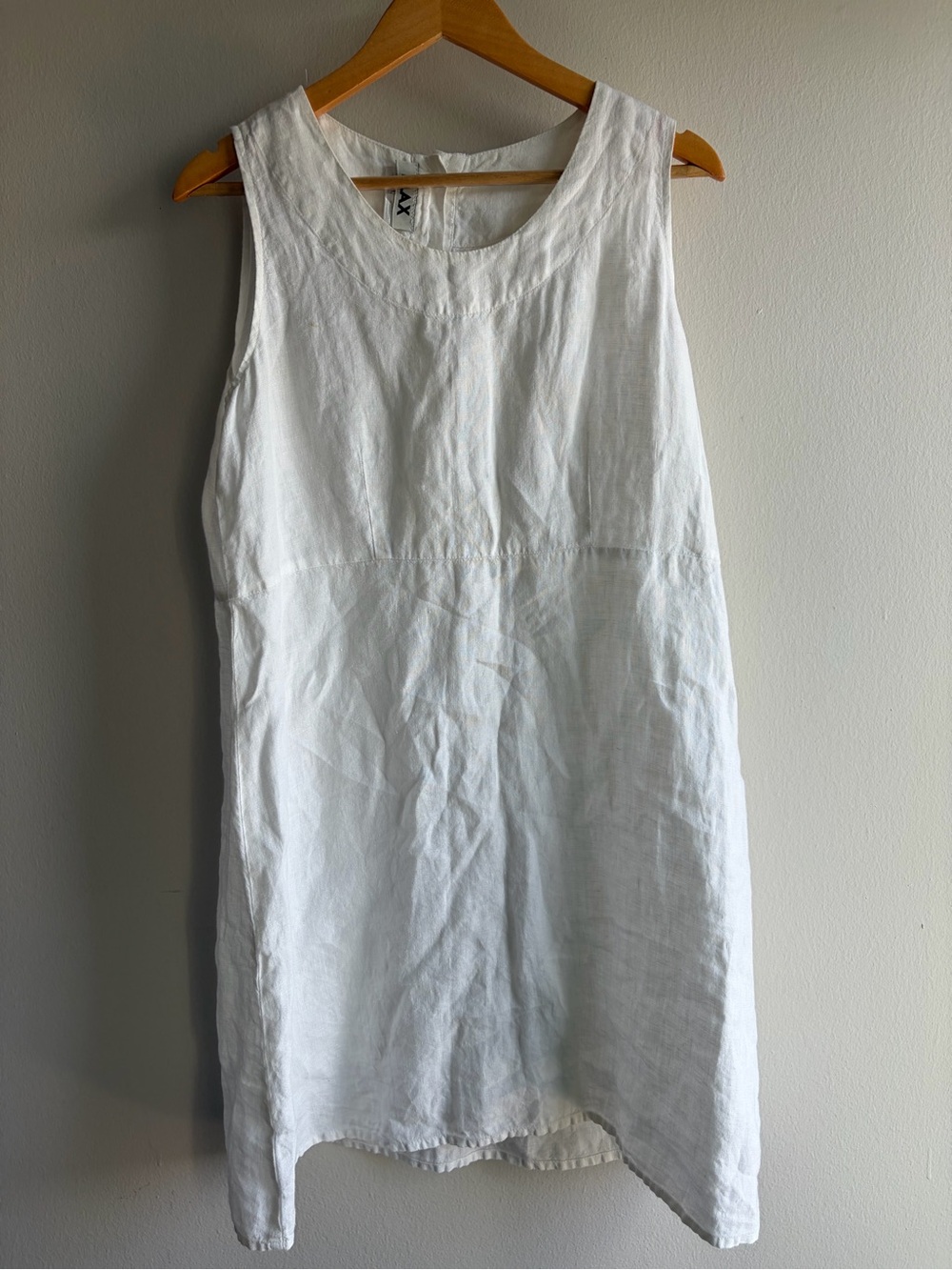 Flax White Linen Midi Scoop Neck Dress